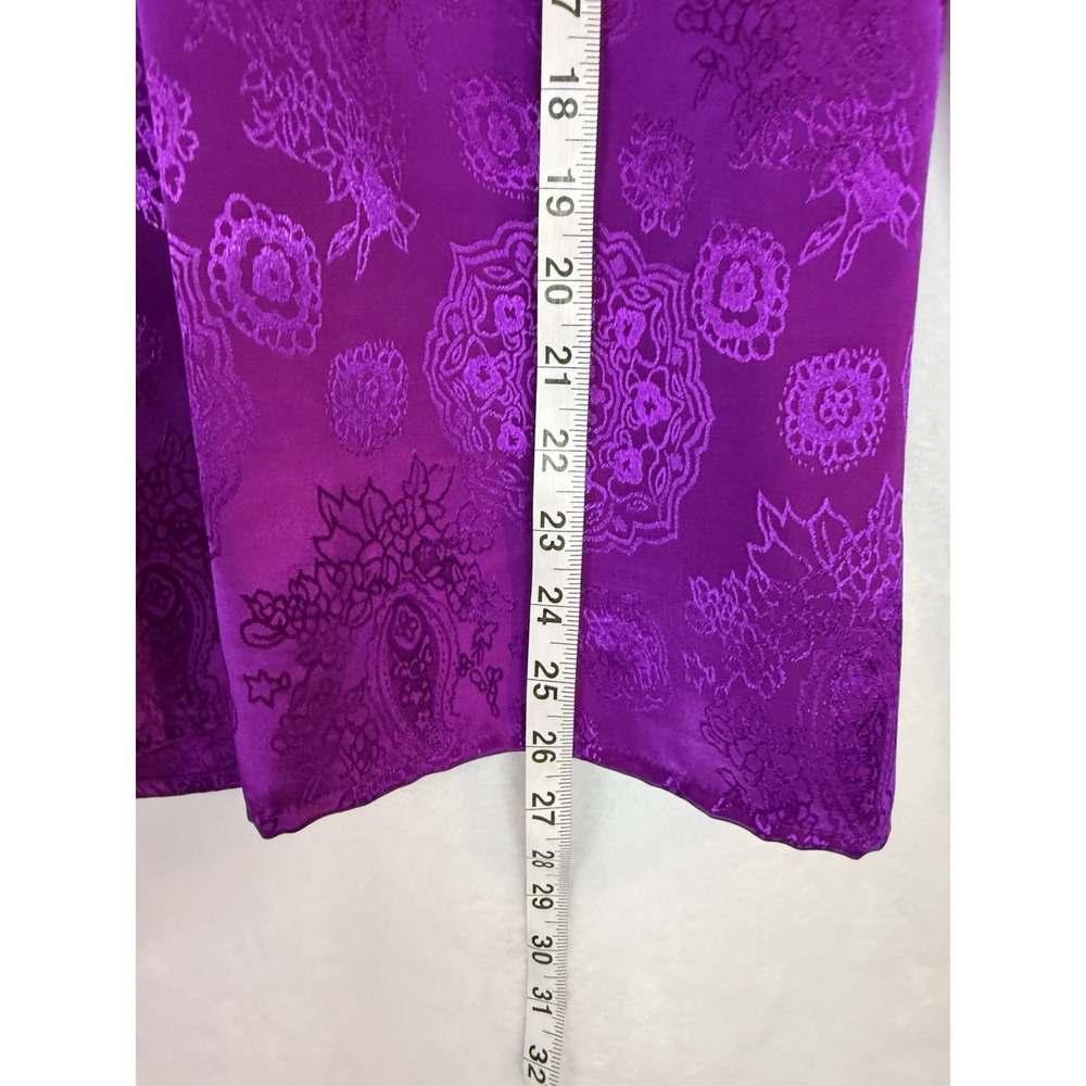 Vintage Purple Satin Jacquard Blouse 16 High Neck Laura Jayne Top Back Buttons - Picture 5 of 8